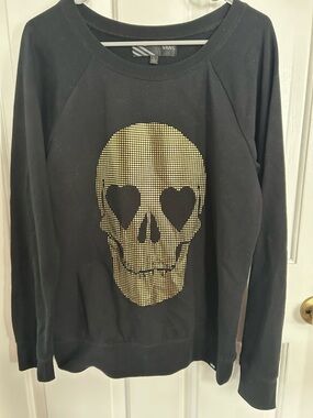 Vans Black Crewneck Sweatshirt with Gold Skull Stud Design (Unisex)